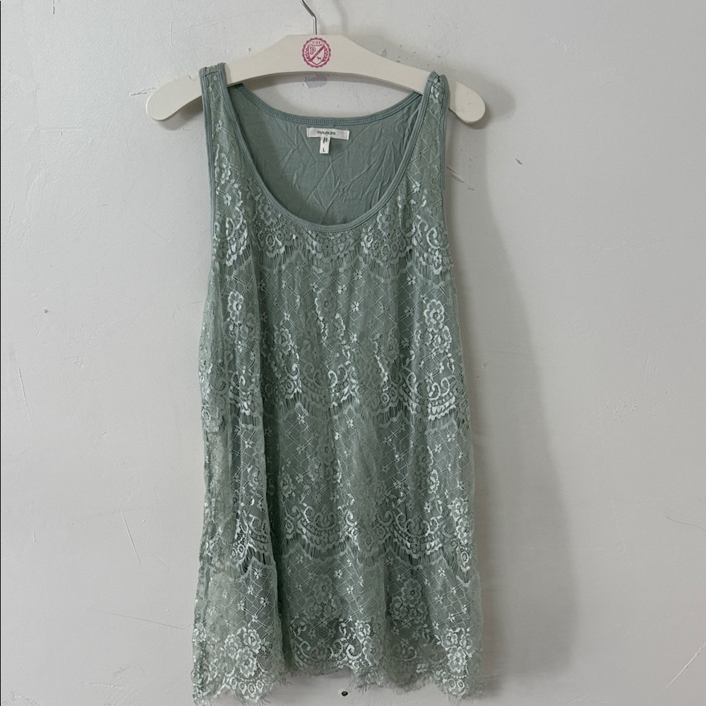Maurices Sage Green Lace Tank Top